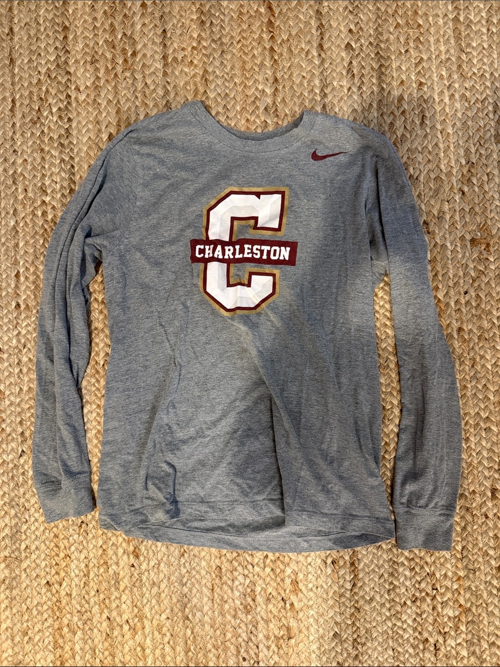 Nike Gray Charleston Long-Sleeve Crewneck with Maroon Logo